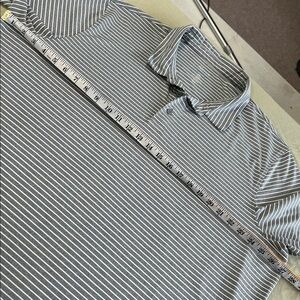 quick dry XXL polo Croft and Barrow Gray and White Striped Polo
